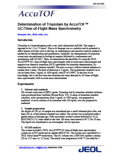 Determination of Triazolam by AccuTOF